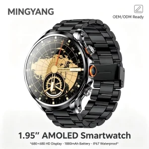 Smartwatch 1.95 Inch AMOLED Screen 800W HD Camera Multi-GNSS GPS 1880mAh Long Standby IP67 Smart Watch Support OEM ODM