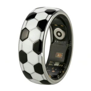 Soccer Smart Ring Stainless Steel Customizable Health Tracker Heart Rate Monitoring Sleep Monitoring Magnetic Charging Fitness