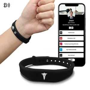 Social Media Share Custom Smart Silicone Wristband 13.56Mhz RFID NFC Bracelet with Rewritable Key for Security