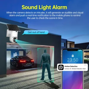 Solar 4G Outdoor PTZ Security Camera Wireless 3MP Color Night Vision 24/7 AOV Recording Human Detection & Tracking Two-way Audio