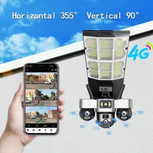 Solar 4G Security PTZ Camera 4G SIM Card Motion Alert IP66 Weatherproof 3 Lens for Yard Farm Street Monitoring