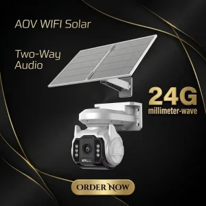 Solar Camera Outdoor Dual Light & 6 Lamp Design Built in Speaker 7W 10400mAh Solar Cctv Camera
