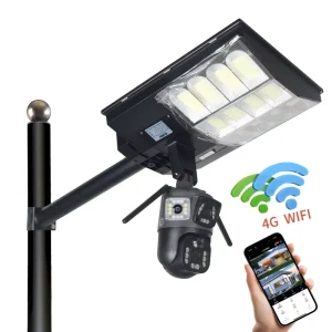 Solar LED IP65 Camera Street Light 100W 400W CCTV 4G WiFi Security Hidden Monitoring Outdoor