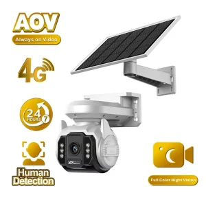 Solar Security Camera System PTZ Outdoor Camera Night Vision Memory Card Cloud Built-in Speaker 10400mAh Battery IP66 Rated