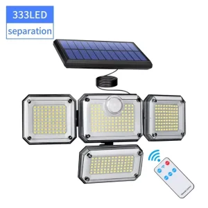 Solar Split Induction Garden Wall Lamp 333LED High Brightness Dimmable Human Body Remote Control Motion Sensor Rechargeable