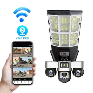 Solar Street Light Camera WiFi Wireless Outdoor Camera IP66 Waterproof PIR Human Detection Remote View Security Camera