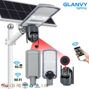 Solar Street Light With Smart AI CCTV Camera WiFi 4G 500W 800W 360° Camera Light 5MP APP Remote Monitoring Outdoor Powered