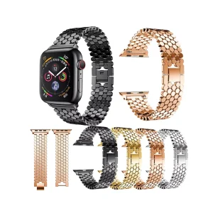 Solid Stainless Steel Metal Watch Strap Bracelet with Double Button Clasp for Apple Iwatch 4 Smart Watch Band