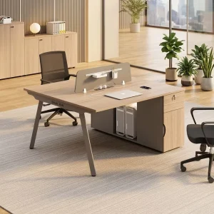 Solid Wood Commercial Modular Office Workstation – Ergonomic Office Desk Storage Drawer Cable
