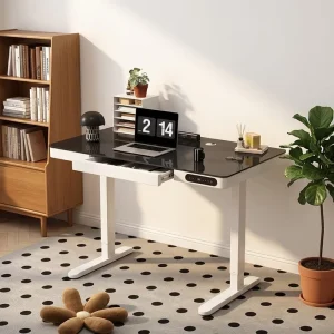 Solid Wood Smart Standing Office Desk Electric Height Adjustable Dual Motor Ladder Desk Multifunctional Workstation
