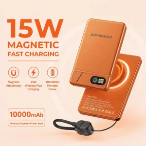 Source Factory Ultra Slim Aluminum Alloy Magnetic Wireless Power Bank 5000mAh 10000mAh PD20W Fast Charging Portable with a Stand