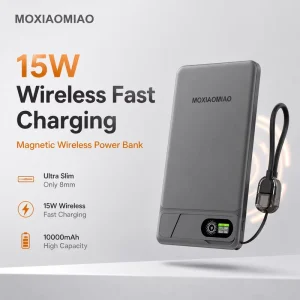 Source Factory Ultra Slim Portable Magnetic Wireless Power Bank 5000mAh 10000mAh PD20W Fast Charge Aluminum Alloy with a LED B2B