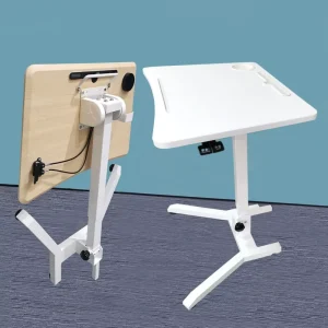 Space Saving Ergonomic Fully Flip Foldable Modern Smart Pneumatic Height Adjustable Mobile MDF Computer Desk Gas Spring Office