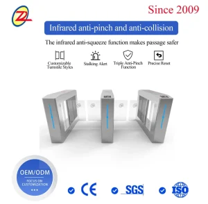 Speed Swing Turnstile Gate 304 Stainless Steel RFID QR Code Face Recognition Brushless Motor Access Control IP65 Protection