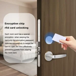 Split LOCKAI J7 304 Stainless Steel Electronic Smart RFID Hotel Magnetic Card Room Door Lock Memory Card for Wood Doors SDK Free
