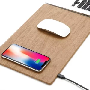 Square Affordable 2-in-1 Large Leather Mouse Pad Wireless Charger
