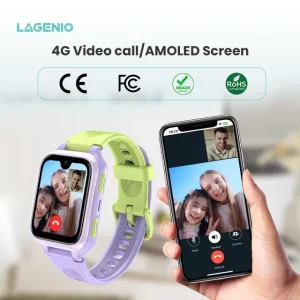 Square 4G Kids Smart Watch AI SOS GPS+LBS+WIFI Tracking Video Call IP68 Waterproof Class Mode FCC Smart Watch for Kids