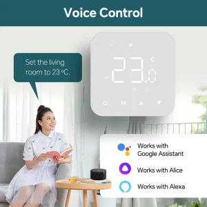 Square White Smart Thermostat for Boiler Child Lock Anti-frost Function 3AAA Battery USB Type-C Anti-scale protection