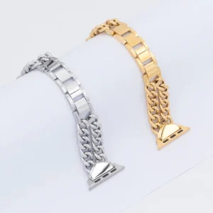 Stainless Steel Double Chains Dressy Smart Watch Bracelet Strap
