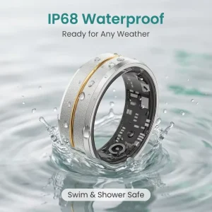 Stainless Steel Fitness Tracker Smart Ring IP68 Waterproof Gold Plated Unisex