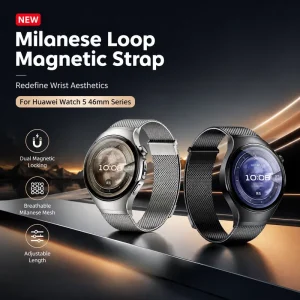 Stainless Steel Milanese Loop Watch Band with Magnetic Closure, Seamless Push-Button Connector Metal Strap for Smart Watches