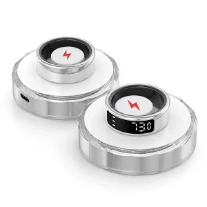 Stainless Steel Smart Ring Display Fitness Tracker Sleep Monitor Step Counter App Control for Health and Fitness