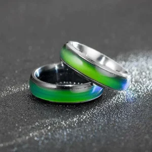 Stainless Steel Smart Rings Thermochromic 6mm Wide Mood Discoloration Color Changed Rings Jewelry