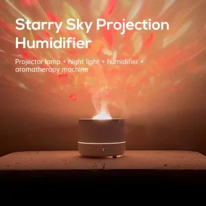 Starry Projector Essential Oil Diffuser 200ML Rotating Flame USB Desk Humidifier Cold Mist Aromatherapy Gadgets Hotel Use Home