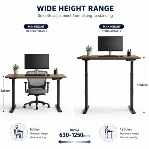 Sturdy 3 Stage Hidden Dual Motor Electric Standing Desk Stable Height Adjustable Ergonomic Sit Stand Desk Office Workstation