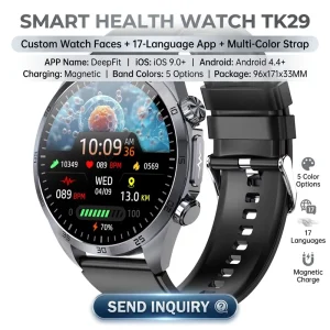 Stylish Smart Watch ECG Monitor Sleep Tracker Heart Rate SpO2 Blood Pressure Health Monitoring Device Magnetic IP68 Waterproof