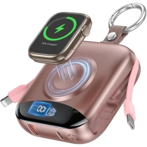 Super Fast Portable 10000mAh Power Bank 22.5W Fast Charging LED Display Built in Cables for iPhone 17 16 15 14 13