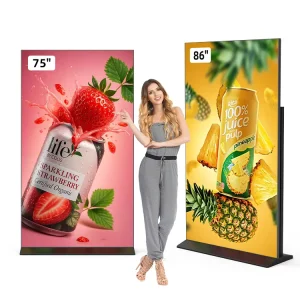 Support WiFi 4G Floor Standing Advertising Screen Totem Ad 75/86/98 Inch LCD Full HD Infrared Touch Built-in CMS Digital Signage