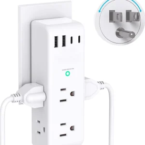 Surge-protected Extension Socket with a Swivel Plug, Featuring Multiple Wall Outlets and Built-in Smart IC Technology