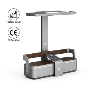 Sustainable Modern T-Shape Smart Solar Bench Seating With High Tech Wireless Charging WiFi for Commercial Outdoor Space