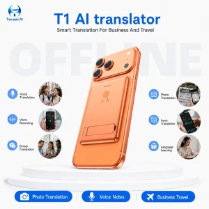 T1 Ai Portable Translator Device Real Time Online Offline Recording 150 Languages Smart Voice Travel Business Black