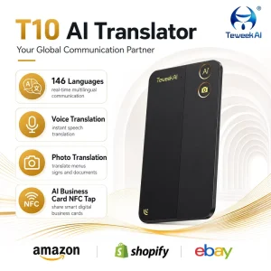 T10 AI Translator Smart Language Device Voice Interpreter Offline Travel Business NFC Meeting Communication Portable