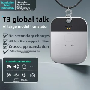 T3 Portable Aluminum Alloy Smart Voice Translator with Wi-Fi for Calls and Audio/Video Supports 142 Languages