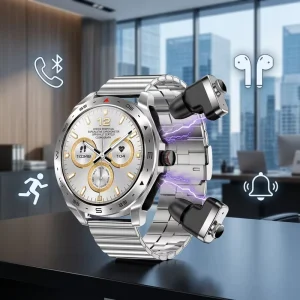 T95 Round Health Monitoring 2 in 1 Smart Watch with TWS Earbuds 1.52 Inch Relojes Headphones Smartwatch for Business Men