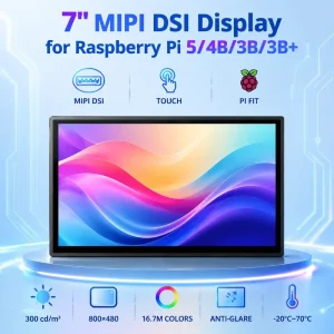 TDO 7 Inch MIPI DSI LCD Display Module 800×480 Industrial Grade IPS TFT Screen with Capacitive Touch for Raspberry Pi 5