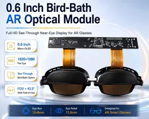 TDO SeeYA 0.6 Inch Micro OLED Bird Bath AR Optical Engine 1920×1080 See Through Near Eye Display Module for AR Glasses