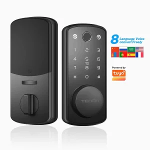 TENON K7 Digital Smart Lock Deadbolt Biometric Fingerprint & Bluetooth Enabled Key Card Access Secure Home Door Tuya Mobile App