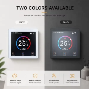 TFT Colorful Touch Screen Electric Underfloor Heating Controller with WiFi Google Alexa Voice Control and Child Lock