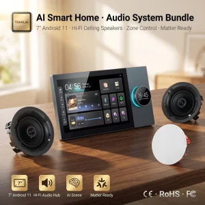 TIANLAI 7 Inch Smart Home AI Control Panel Ceiling Speaker Audio System Bundle Latest Smart Devices