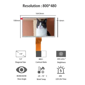 TIANMA 7″ 800×480 LCD Screen TM070RDH10 43 Smart Devices Panel Industrial HMI Display 7 Inch LCD Modules