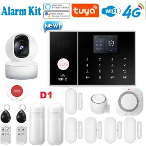 TNTX Smart Home Security Alarm System 4G Wi Fi 433MHz ABS PIR Motion Sensor 10m Detection Tuya App Alexa SOS & Remote Control