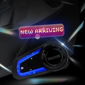 TOUCARE New V10 Smart Helmet Bluetooth Headset with Voice Wake Waterproof Noise Cancelling Long Battery Multi User Intercom