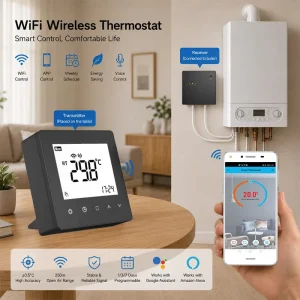 TOUPWELL Best Quality Modern Design 868Hz WiFi Thermostat Smart Life App Control Gas Boiler Hotel Floor Heating 230v Wireless 2