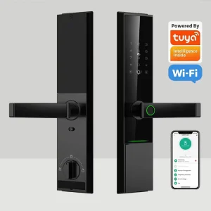 TTLOCK Smart Fingerprint Door Lock with Wi Fi Tuya App Cloud Storage Matte Black Finish for Wood Doors