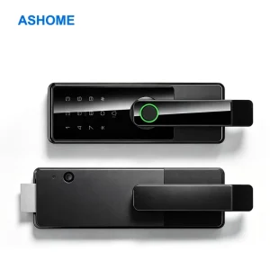 TTlock Smart Office Glass Door Lock Fingerprint Password Electric Safe Office Aluminum Alloy Frame Glass Door Digital Lock