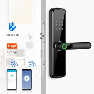 TTlock Tuya WIFI Cerradura Inteligente Wood Steel Electronic Smartlock Fingerprint Unlock Semi Automatic Door Lock System